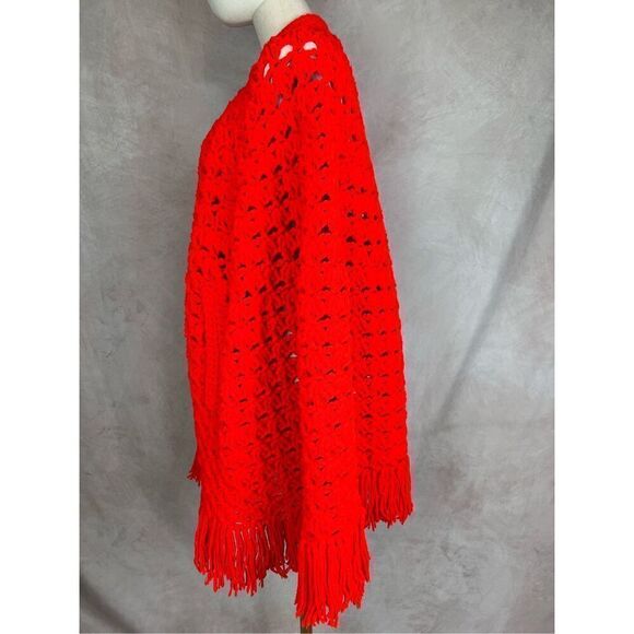 Vintage Crochet Knit Cape Poncho 1970s - Picture 3 of 5